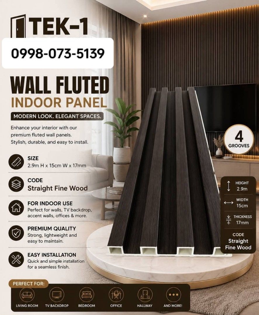 PVC Wall fluted (Category: Other Home Decor) located in Quezon City. Submitted by econdoor_012019 (Listing ID 1455011232, Image 2). Description: PVC Wall fluted.