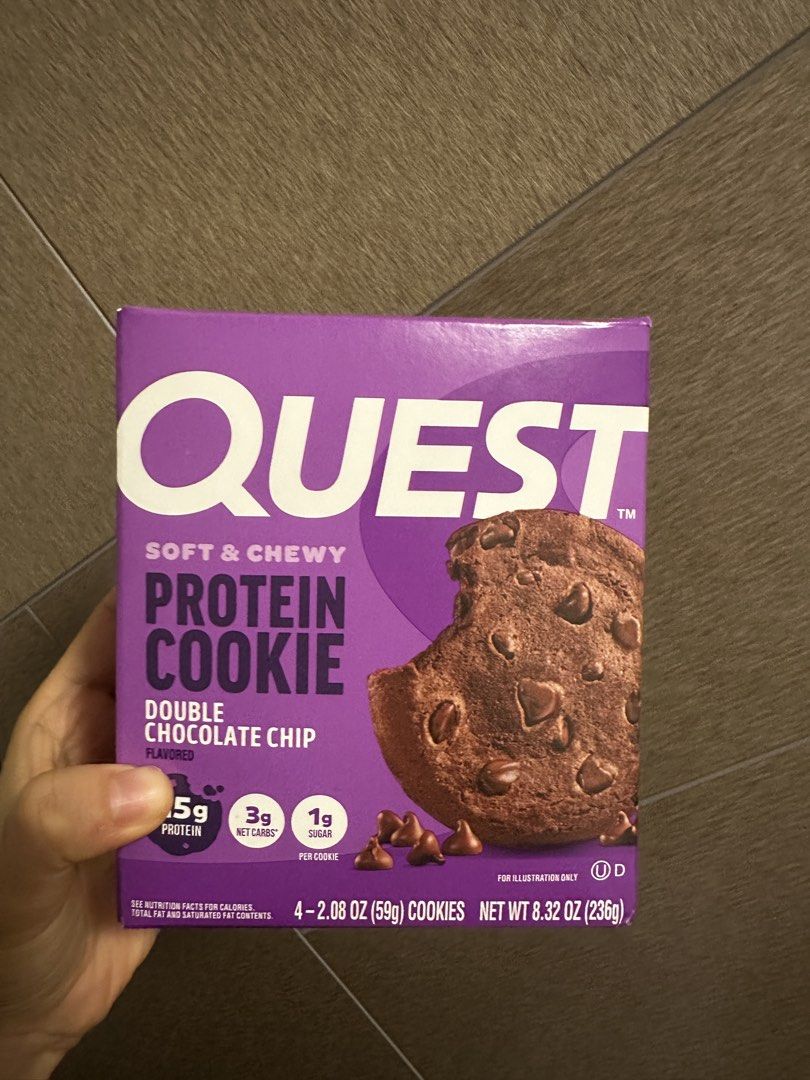 Quest Protein Cookies Double Chocolate Chips 朱古力高蛋白曲奇x4, 健康及營養食用品, 健康補充品, 健康補充品- 健美營養劑