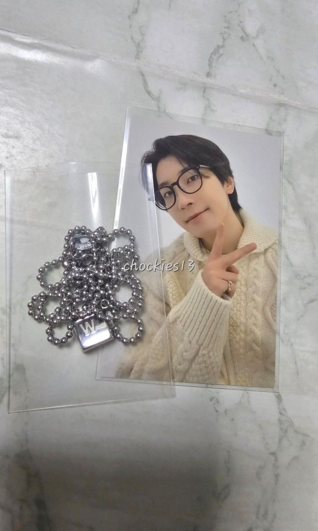 SEVENTEEN Wonwoo 9th Anniversary Necklace (Category: Necklaces) located in Valenzuela. Submitted by chockies13 (Listing ID 1455069852, Image 1). Description: - Official SEVENTEEN Wonwoo 9th Anniv Silver ball chain necklace - includes official PC - Square keyboard pendant with 'W' initial - no box already - message me for price nego.