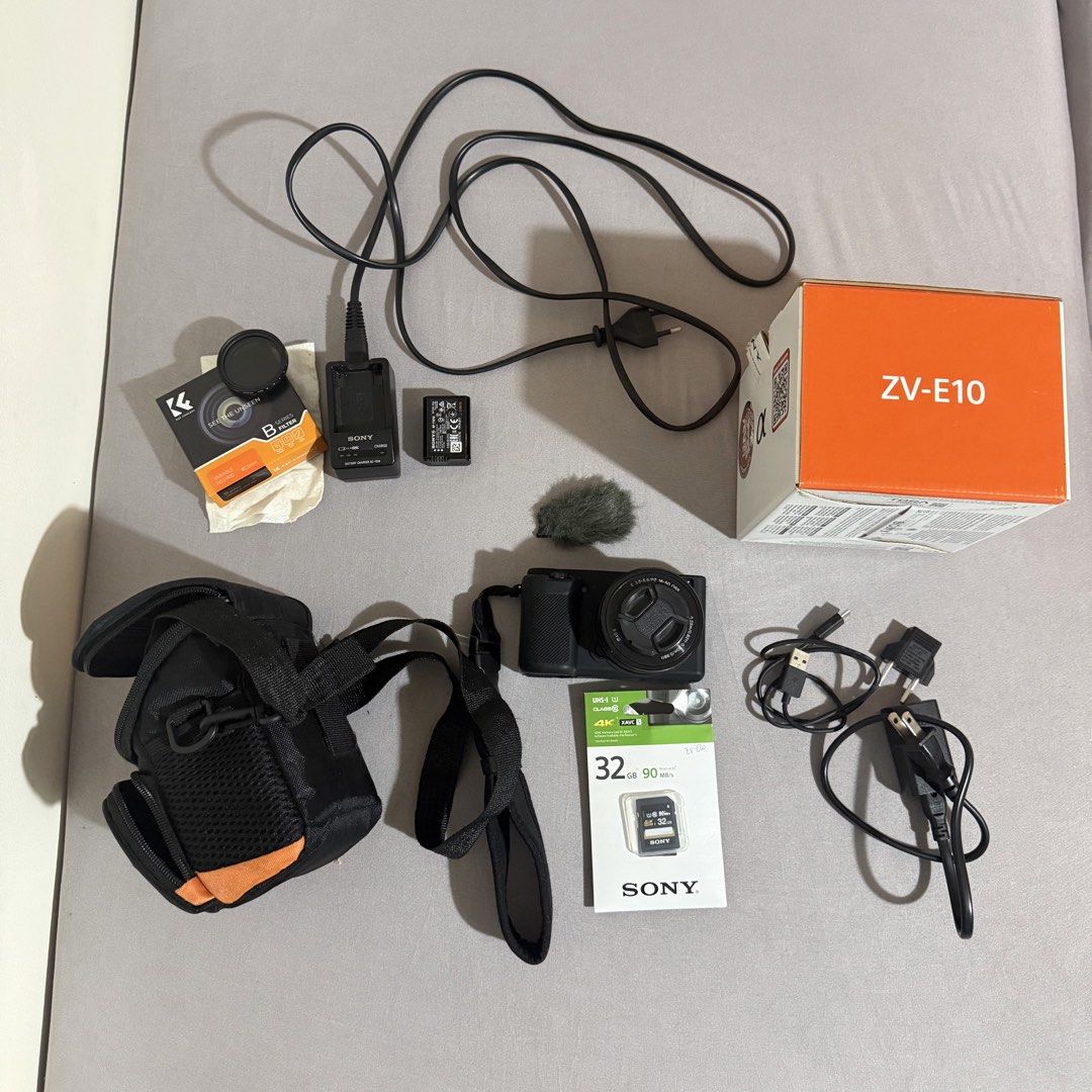 Sony ZV-E10 Mirrorless Camera with Kit Lens & Accessories (Category: Cameras) located in Quezon City. Submitted by schernx (Listing ID 1455097543, Image 1). Description: Sony ZV-E10 with 16-50mm Kit Lens Includes: * Original box * Original Sony battery * Sony battery charger * Camera bag * Wind muff Add-ons: * Extra battery + charger (bought for ₱4,500) * Sony 32GB SD Card – brand new, never used * K&F Concept ND Filter RFS: Need funds. Location: