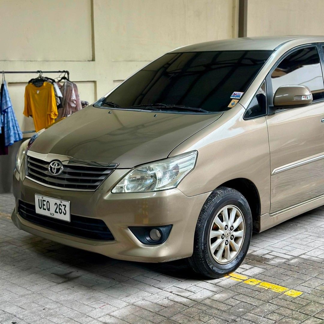 Toyota Innova (Category: Used Cars) located in Manila. Submitted by simplify98 (Listing ID 1455062874, Image 3). Description: 2012 Toyota Innova G A/T Top of the line 2.5 D-4D Engine 2KD Turbo 4-Speed automatic transmission Diesel Engine Wooden garnish interior Dual Aircon 8 seater ABS brake Rear wheel drive 120k mileage 90% tires Original color metallic bronze WELL MAINTAINED, NO USOK, NO KALAMPAG, NEWLY PMS, NO LTO VIOLATION, NO HPG ALARM 500K 