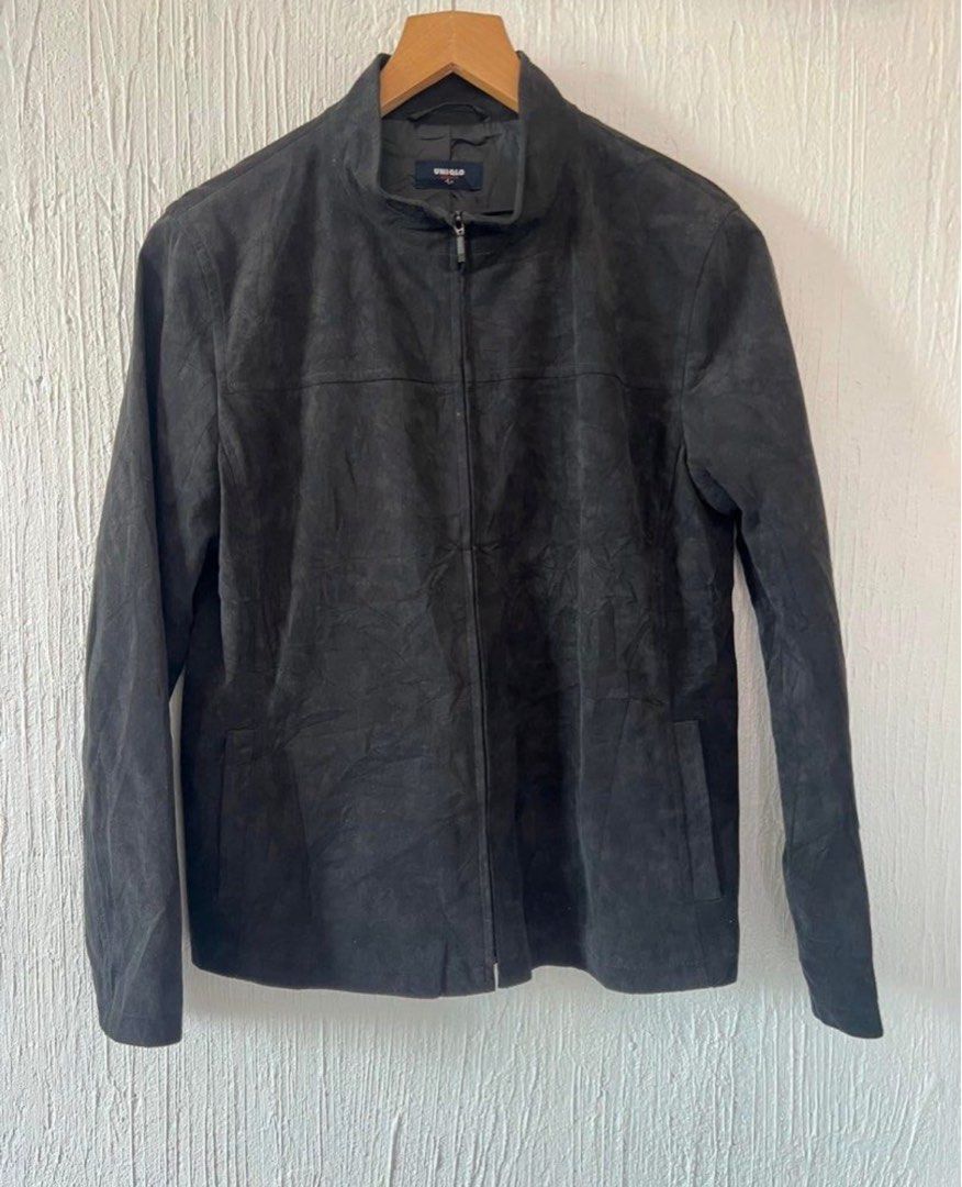 Uniqlo Suede Jacket Women (Category: Coats, Jackets and Outerwear) located in Amadeo. Submitted by mavmadel (Listing ID 1455138789, Image 2). Description: Large size women -excellent condition -color: dark gray.