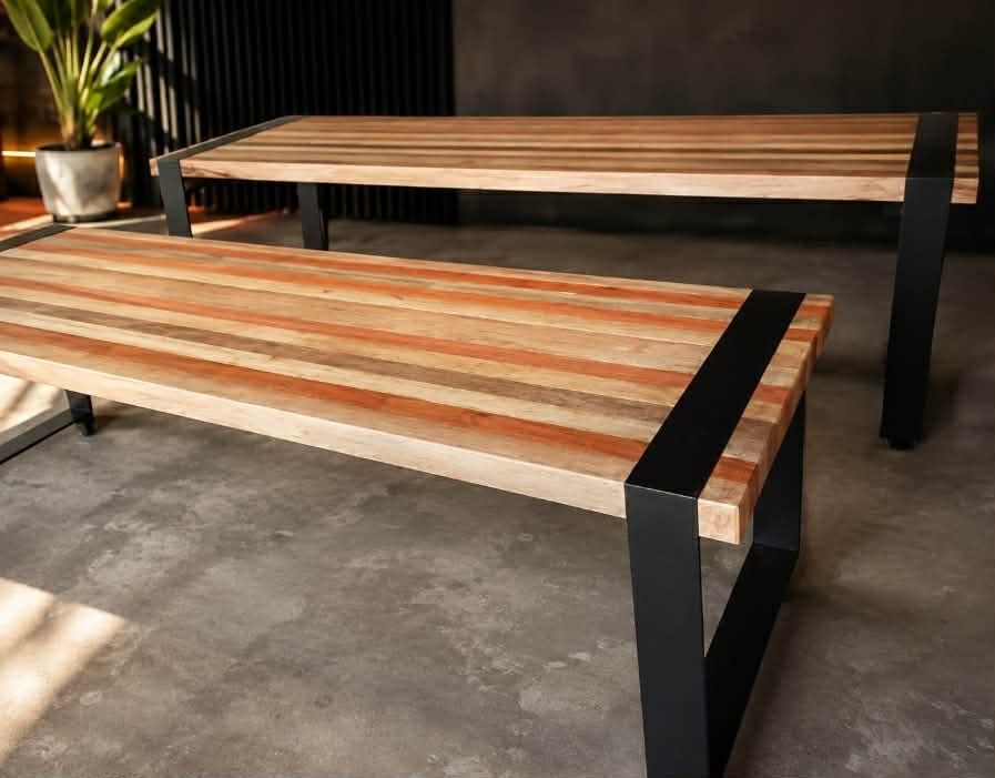 Upcycle Coffee Table - Small Size, Stainless Steel Stand (Category: Tables & Sets) located in Manila. Submitted by jbct04 (Listing ID 1455007330, Image 3). Description: - Upcycled Coffee Table - Wood Stain Countertop - Stainless Steel Stand - Dimensions: 1ft Height x 3ft Width x 1ft Depth - Compact & Versatile Size - Pre-order and Bulk Orders Available - Price: P12,500.