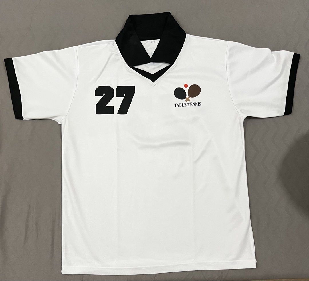 UST Pathfit Table Tennis Uniform (XL, Top only) (Category: Activewear) located in Quezon City. Submitted by d.zei (Listing ID 1455052708, Image 2). Description: - lady owned !! - bought directly from ust portal - used for less than 10 meetings - selling shirt/top only - size: XL - has number 27 but it can me removed - see pics for condi !! mop: gcash, maribank, maya, or cash if meet up .