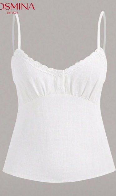 White Cami Camisole Lace Top - COSMINA SHEIN (Category: Sleeveless) located in Manila. Submitted by felookie (Listing ID 1455110721, Image 2). Description: ⭑ Fits XS-S ⭑ Reason For Selling: Decluttering clothes ⭑ Condition: Good condition, never worn outside just washed 📍Sta. Rosa Laguna 🛵 J&T or Lalamove delivery 💸 GCASH - Mine now, Pay now 🚫 STRICTLY NO refunds nor returns 📝 Expect the sf to be around ₱40-₱200 depending on your location an