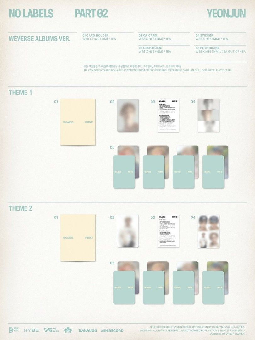 Yeonjun - No Labels Weverse Set (Category: K-Wave Merchandise) located in Tanauan. Submitted by kazriena (Listing ID 1455039581, Image 2). Description: ☆ Price: • Tingi - 500php each • Set - 950php — August ETA — PAYO or PAYO 30% NRDP, remaining balance once onhand — Price + I/LSF + PF.