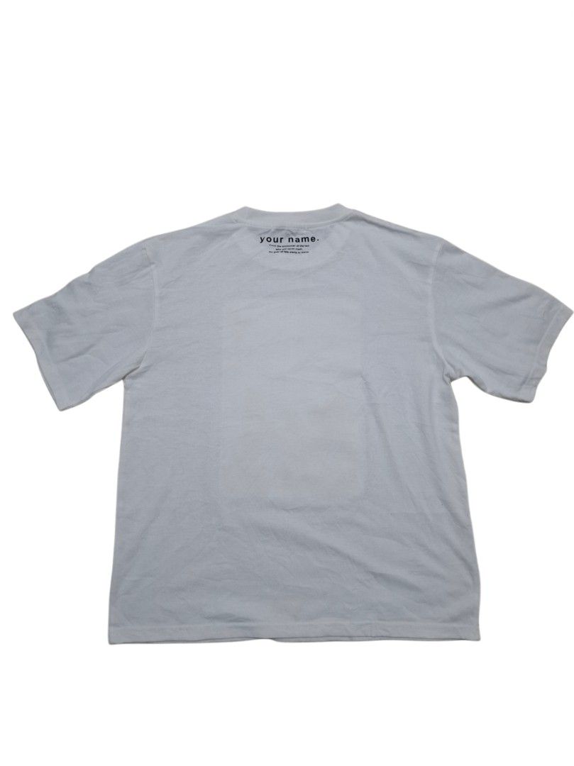 YOUR NAME Anime Tee (Category: Tshirts & Polo Shirts ) located in Manila. Submitted by buying_only_lows (Listing ID 1454329172, Image 2). Description: -White Shirt -21 x 26.5 - Random tag - Size: fits Large (L) - Looks DTG.