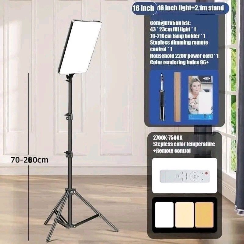 16 Inch LED Ring Light with Stand and Remote (Category: Lighting & Studio Equipment) located in Manila. Submitted by marvieobordo (Listing ID 1455194255, Image 1). Description: - 16-inch Ring Light - Adjustable Stand (70-260cm) - Stepless Dimming - Adjustable Color Temperature (2700K-7500K) via Remote - High Color Rendering Index (96+) - Includes Lamp Holder, Remote, and Power Cord - Ideal for Photography & Videography.