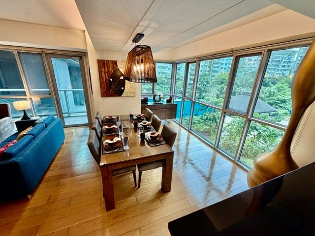 2BR Rare Low-Floor Unit at One Serendra, BGC (Category: Apartments & Condos) located in Taguig. Submitted by bradzafe_8 (Listing ID 1455164443, Image 2). Description: Property Details: Floor Area (sqm): 140.00 Stories: Flat Bedroom: 2 Bathroom: 2 Parking: 1 Turnover: Fully Furnished Monthly Price: ₱190,000.0/month Minimum Lease Term: 1 year Unit Features: • Inner-facing corner unit • Facing the pools and landscaped gardens • East-facing orientati