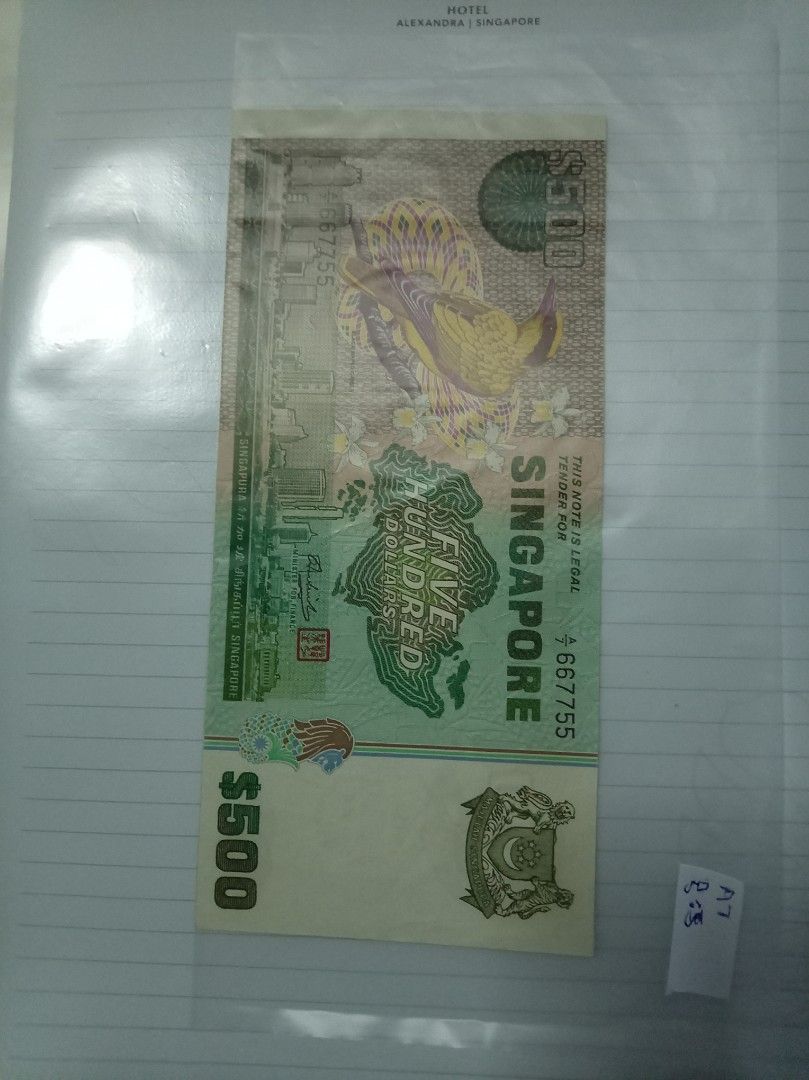 $500 Note (Category: Currency) located in Singapore. Submitted by alan_koh88 (Listing ID 1455165159, Image 1). Description: $500 NOTES .