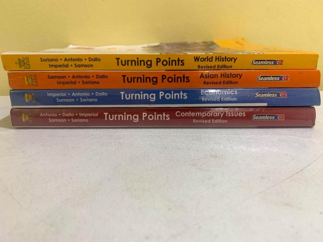 📚 Turning Points — Complete 4-Book Set Revised Edition | Worktext in Social Studies (Category: Textbooks) located in Cainta. Submitted by sheilabear36 (Listing ID 1455242543, Image 3). Description: ✨ Complete 4-book set: • World History • Asian History • Economics • Contemporary Issues 📚 Great for Social Studies / homeschool use. Condition: Pre-loved, with normal signs of use. Please see photos for actual condition. 💰 ₱1,200 for the set 📦 Shi