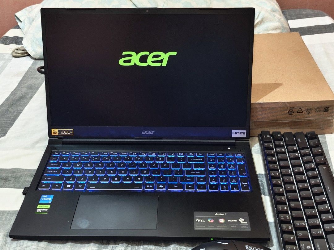Acer Aspire 7 A715-59G-56W7 (Category: Laptops & Notebooks) located in Manila. Submitted by jabesgarrik1704 (Listing ID 1455191046, Image 2). Description: Processor :Intel@ CoreTM i5-12450H OS :Windows 11 Home Single Language LCD : 15.6" FHD IPS 144Hz SlimBezel GPU :NVIDIA® GeForce RTXTM 3050 Memory with 6GB GDDR6 Dedicated VRAM Storage: :512GB PCle NVMe SSD RAM: 16 GB DDR4 Memory WLAN/ Bluetooth : WIFI6+BT WWAN :NA Battery: 54Wh Li-ion battery B