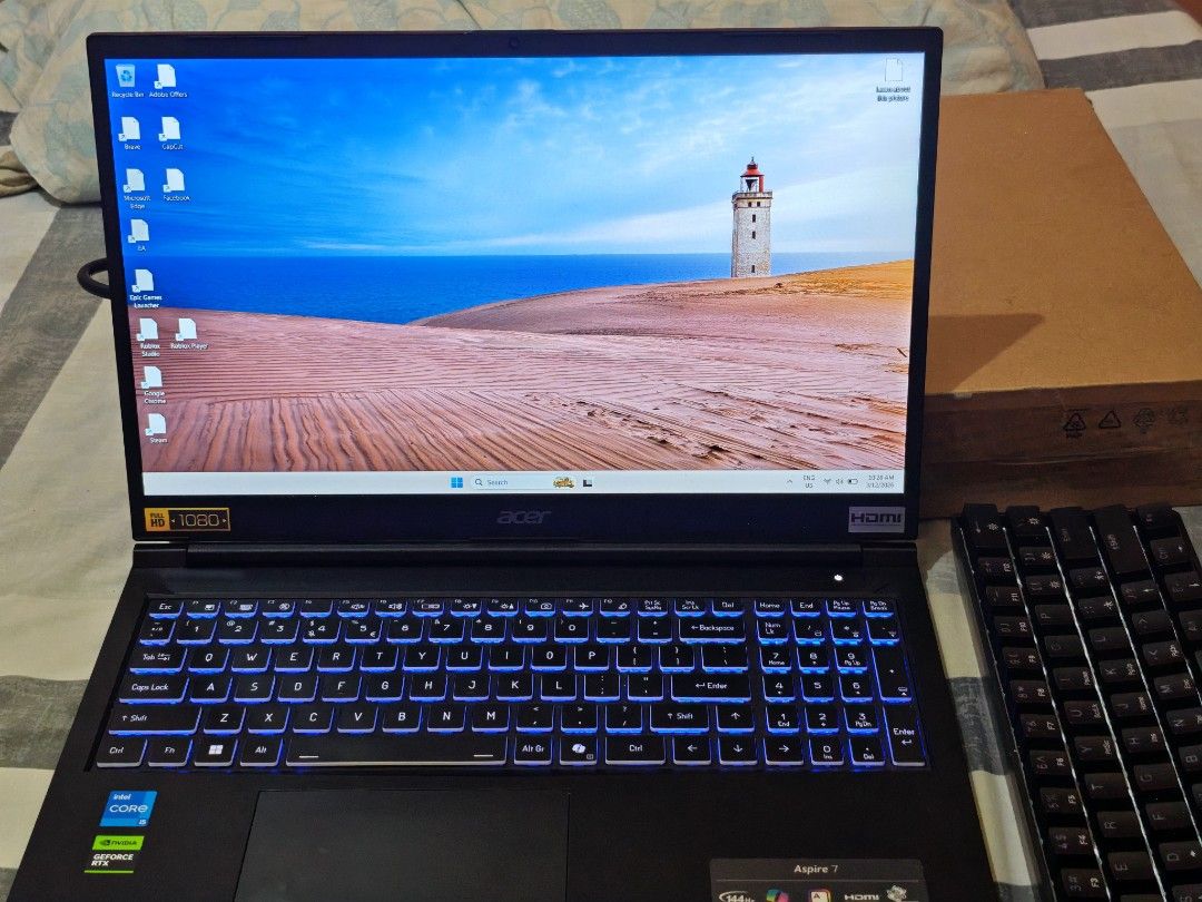 Acer Aspire 7 A715-59G-56W7 (Category: Laptops & Notebooks) located in Manila. Submitted by jabesgarrik1704 (Listing ID 1455191046, Image 3). Description: Processor :Intel@ CoreTM i5-12450H OS :Windows 11 Home Single Language LCD : 15.6" FHD IPS 144Hz SlimBezel GPU :NVIDIA® GeForce RTXTM 3050 Memory with 6GB GDDR6 Dedicated VRAM Storage: :512GB PCle NVMe SSD RAM: 16 GB DDR4 Memory WLAN/ Bluetooth : WIFI6+BT WWAN :NA Battery: 54Wh Li-ion battery B