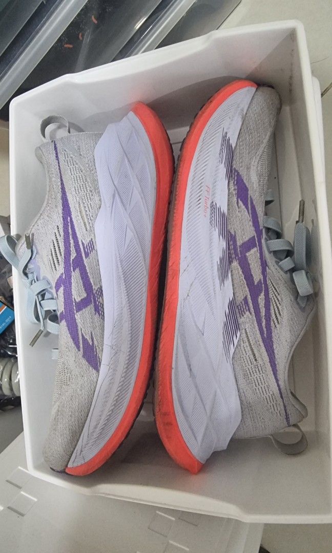 ASICS Superblast 2 Running Shoes Light Blue Purple (Category: Sneakers & Footwear) located in Manila. Submitted by blizzardstan (Listing ID 1454169368, Image 2). Description: - Light blue ASICS Novablast 3 running shoes - Features purple ASICS logo and accents - FF Turbo+ midsole for enhanced cushioning - Ideal for long running and everyday wear - Comfortable and stylish design size 26cm or womens 9.5 US and size 8US for mens message me for inter