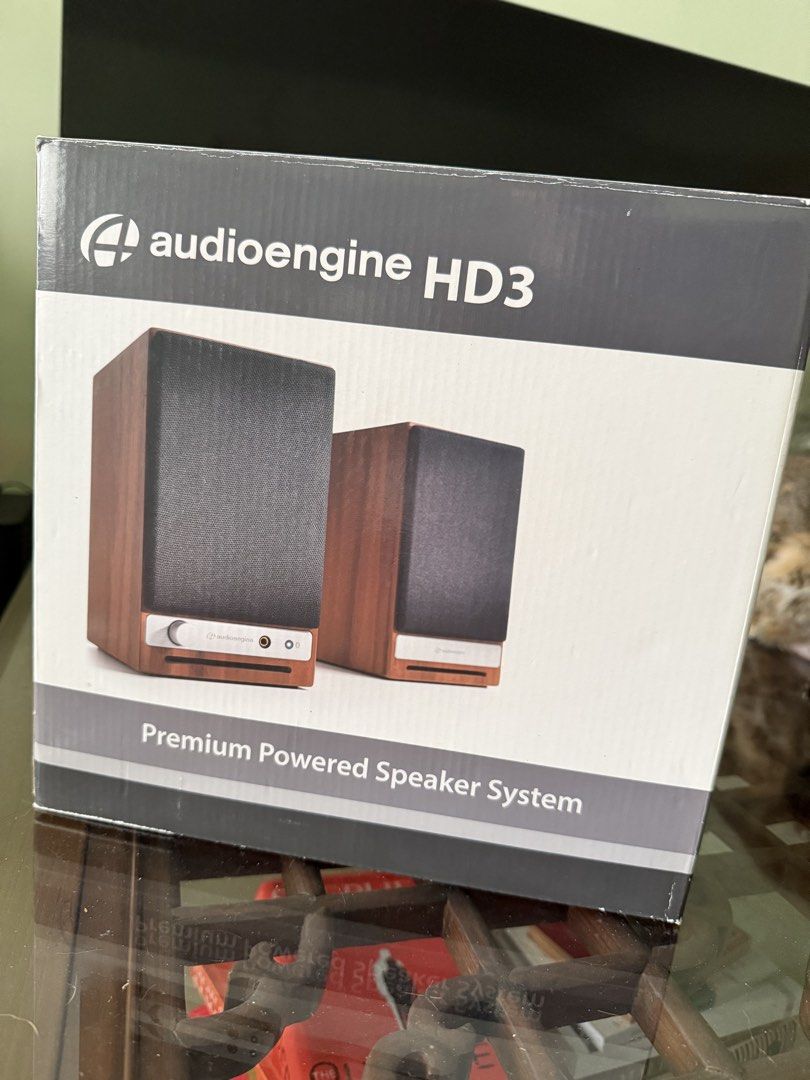 Audioengine HD3 (Category: Soundbars, Speakers & Amplifiers) located in Singapore. Submitted by laoban88 (Listing ID 1455231749, Image 1). Description: Colour is walnut brown as per box. Comes with a pair of desktop stands for slightly elevated position. Retails for approx S$650 Selling for S$250 Pick up from Sengkang - Fernvale Link.