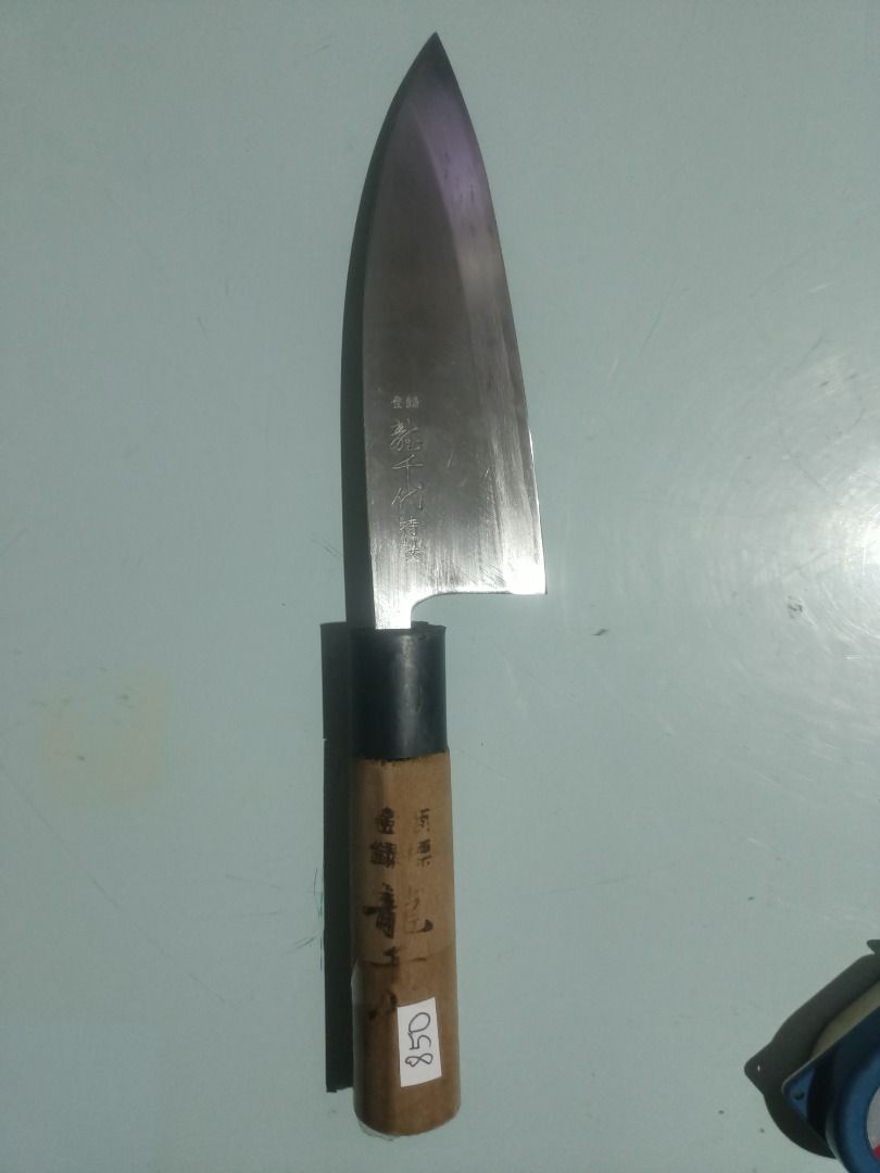 Authentic Japanese Knife Deba 135mm Blade, 65mm Thickness (Category: Dinnerware & Cutlery) located in Munoz. Submitted by larryc1212 (Listing ID 1455260074, Image 1). Description: - Authentic Japanese Deba knife - Blade length: 135mm - Blade thickness: 65mm - Traditional Japanese design and craftsmanship - Durable and reliable for kitchen use Disclaimer: Item may include some scratches due to age, as is were is basis Item can be pick up in our Ja