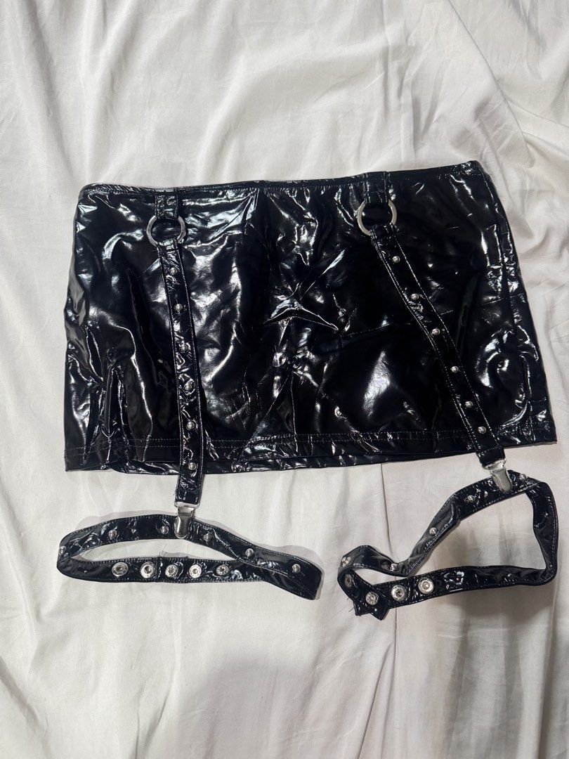 Black Gothic Mini Skirt with Harness Straps (Category: Skirts) located in Quezon City. Submitted by chrollo7 (Listing ID 1455202215, Image 1). Description: - small to medium - 27-30 waist size.