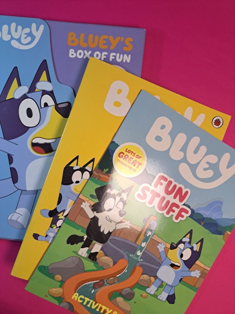 Bluey Box of Fun (3 Book Bundle) (Category: Children's Books) located in Santa Rosa. Submitted by thecoolkidsclub (Listing ID 1455283963, Image 1). Description: Bluey activity book bundle! Ready for coloring and activities. Perfect for young Bluey fans to stay entertained. Coloring Book 'Friends'| Brand New, clean pages Coloring Book 'Good Times'| Brand New, clean pages Activity Book 'Fun Stuff' | 2 pages w scribble but still usable, GUC comes in