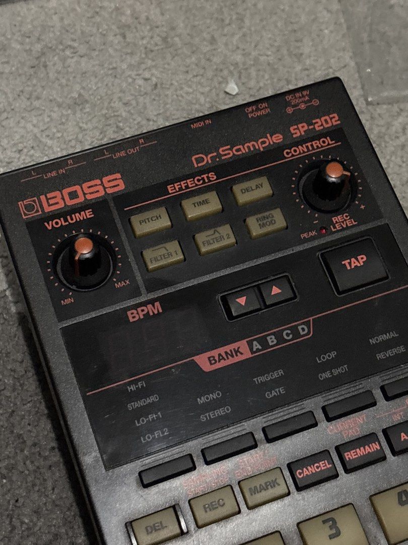 BOSS Dr. Sample SP-202 Sampler with Memory Card (Category: Musical Instruments) located in Mandaluyong City. Submitted by knellknell (Listing ID 1455168861, Image 2). Description: - BOSS Dr. Sample SP-202 portable phrase sampler - Built-in effects: pitch, time, filter, ring mod - BPM control and tap tempo - Includes SmartMedia card - Ideal for making beats and sampling sounds replacement adaptor .