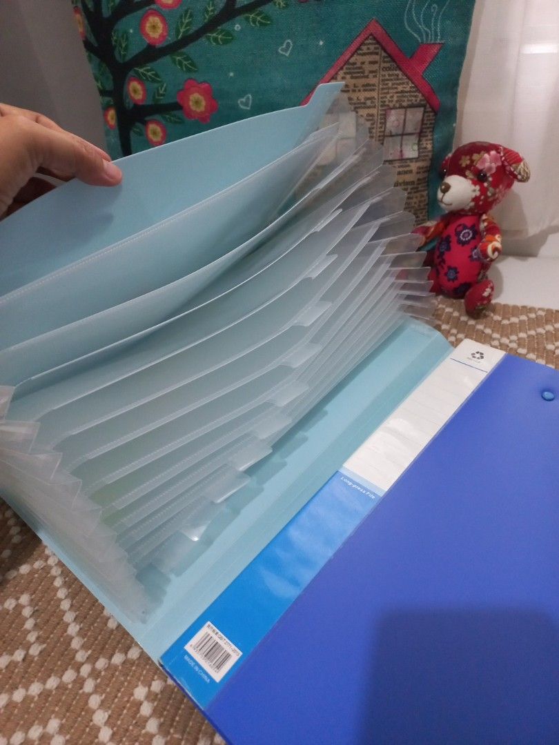 Bundle Sale Blue and Light Blue Accordion Document Folder (Category: Stationery & School Supplies) located in Naga. Submitted by greatchance (Listing ID 1455201212, Image 3). Description: - Blue binder folder with secure metal clip inside. - Light blue accordion folder with multiple pockets and tabs. - Perfect for organizing papers and documents..