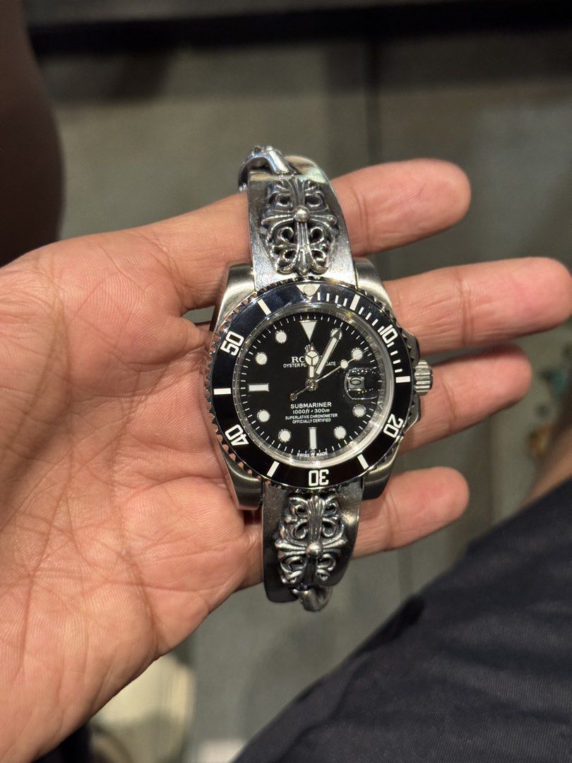 Chrome Hearts x Rolex Watch (Category: Men's Watches) located in Paranaque City. Submitted by icko007 (Listing ID 1455254581, Image 1). Description: Chrome Hearts Bracelet x Rolex Watch Rolex Top tier automatic Naka Post Na picture baka mag pasend ka pa Price 6,500 Firm No last Price Location Paranaque Payment Gcash/Bpi Shipping Lalamove/Lbc Buyers Risk / Fee .