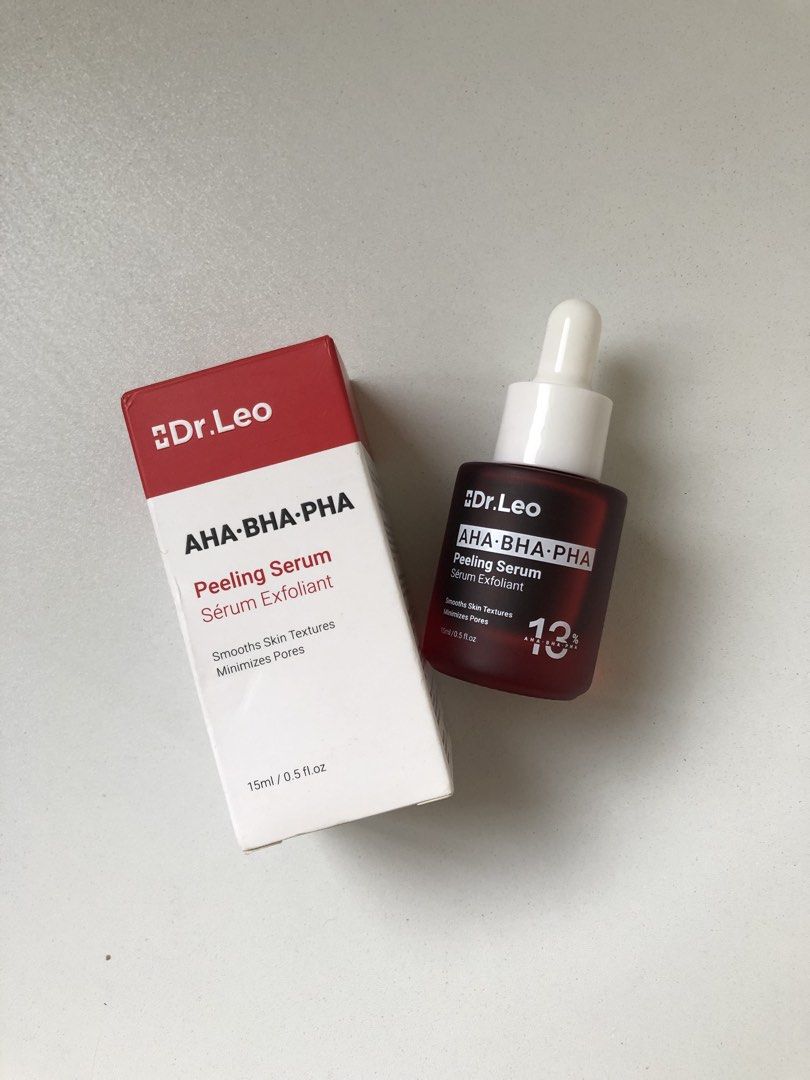 Dr. Leo AHA BHA PHA Peeling Serum Exfoliant 15ml (Category: Face Care) located in Pasig City. Submitted by _mayalexa (Listing ID 1455159766, Image 1). Description: - Dr. Leo AHA BHA PHA Peeling Serum - Swatched only for filming - Size: 15ml - Got this on May 2026 - Expiry Date: November 1, 2029.