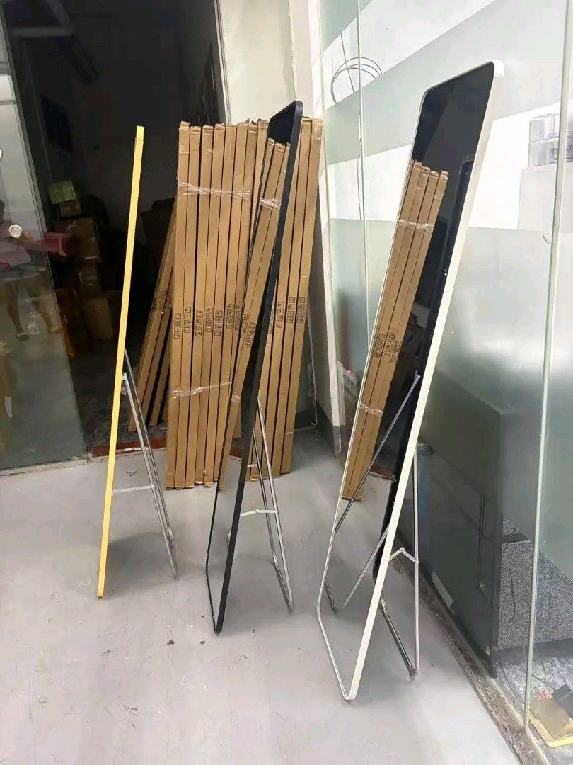 Full body mirror 🪞✨ (Category: Mirrors) located in Manila. Submitted by jashopp (Listing ID 1455216569, Image 2). Description: FULL BODY MIRROR With Stand 499 ❗🪞🪞🪞 DETAILS • SIZE: 150*40cm • Easy to assemble • Space saver • Floor Standing • Swing Adjustment/Steady • Whole body mirror Available Colors: • Black • Gold • White.
