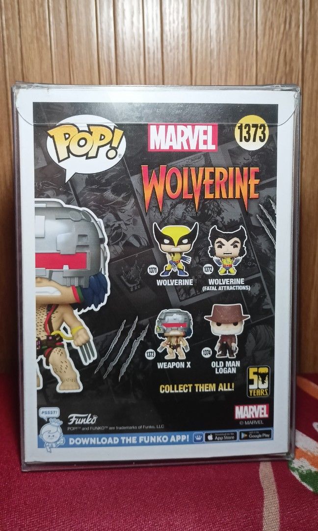 Funko Pop! Marvel - WOLVERINE - Weapon X #1373 (Category: Figurines & Statues) located in Manila. Submitted by hunts_collectibles (Listing ID 1455205092, Image 3). Description: -Box condition: 8/10 -BobbleHead -50 years anniversary.