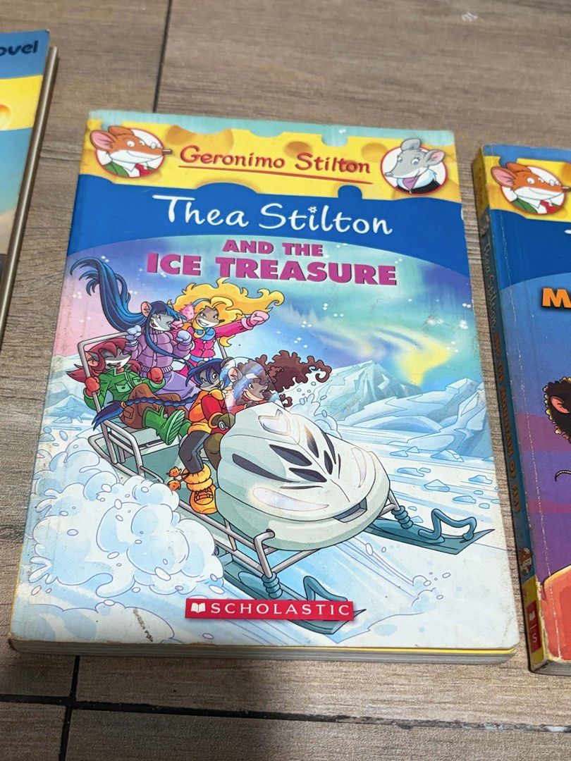 Geronimo Stilton & Thea Stilton Books (3 Books) (Category: Children's Books) located in Pasig City. Submitted by heyikate (Listing ID 1455269754, Image 3). Description: - Set of 3 Geronimo Stilton and Thea Stilton books. - Includes: 'The Discovery of America' (graphic novel), 'Thea Stilton and the Ice Treasure', and 'Thea Stilton and the Mountain of Fire'. - Perfect for young readers who enjoy adventure stories. - All books are full-color illustr