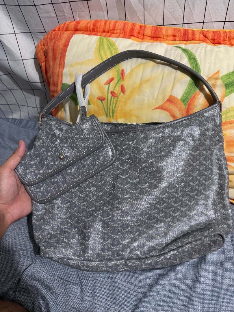 Goyard Grey Monogram Hobo Bag with Pouch (Category: Luxury Bags & Wallets) located in Manila. Submitted by preciousma24494 (Listing ID 1455262591, Image 1). Description: - Grey Goyard Hobo Bag medium no issues - Classic Goyardine monogram pattern - Zipper closure - Durable leather trim and handles - Spacious lined interior - Comes with a matching pouch - Ideal for everyday use - Made in France.