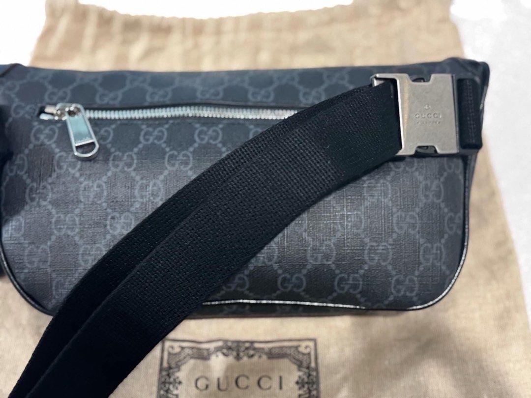 Gucci GG Supreme Monogram Belt Bag Black (Category: Luxury Bags & Wallets) located in Las Pinas. Submitted by daichibear (Listing ID 1455210536, Image 2). Description: - Authentic Gucci belt bag (never used) - Iconic GG Supreme monogram pattern (black) - Adjustable strap with branded buckle - Zip closure for main compartment - Includes original Gucci dust bag, box, and shopping bag - Ideal for everyday use - negotiable‼️.