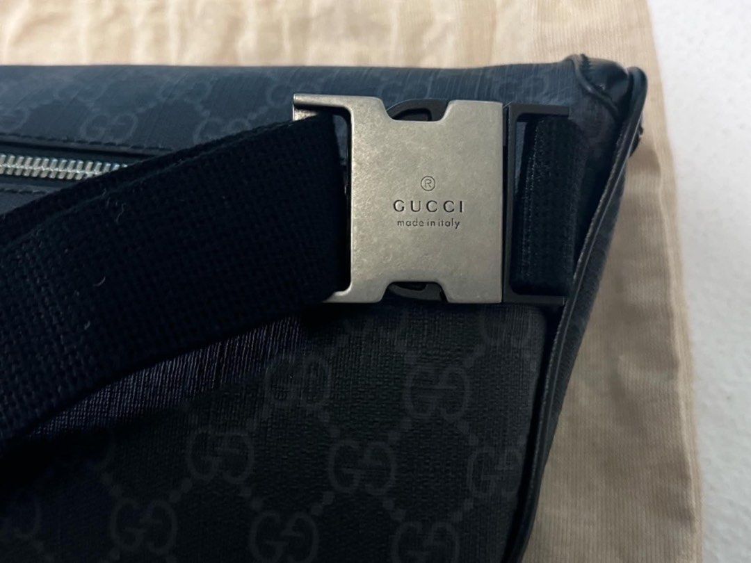 Gucci GG Supreme Monogram Belt Bag Black (Category: Luxury Bags & Wallets) located in Las Pinas. Submitted by daichibear (Listing ID 1455210536, Image 3). Description: - Authentic Gucci belt bag (never used) - Iconic GG Supreme monogram pattern (black) - Adjustable strap with branded buckle - Zip closure for main compartment - Includes original Gucci dust bag, box, and shopping bag - Ideal for everyday use - negotiable‼️.