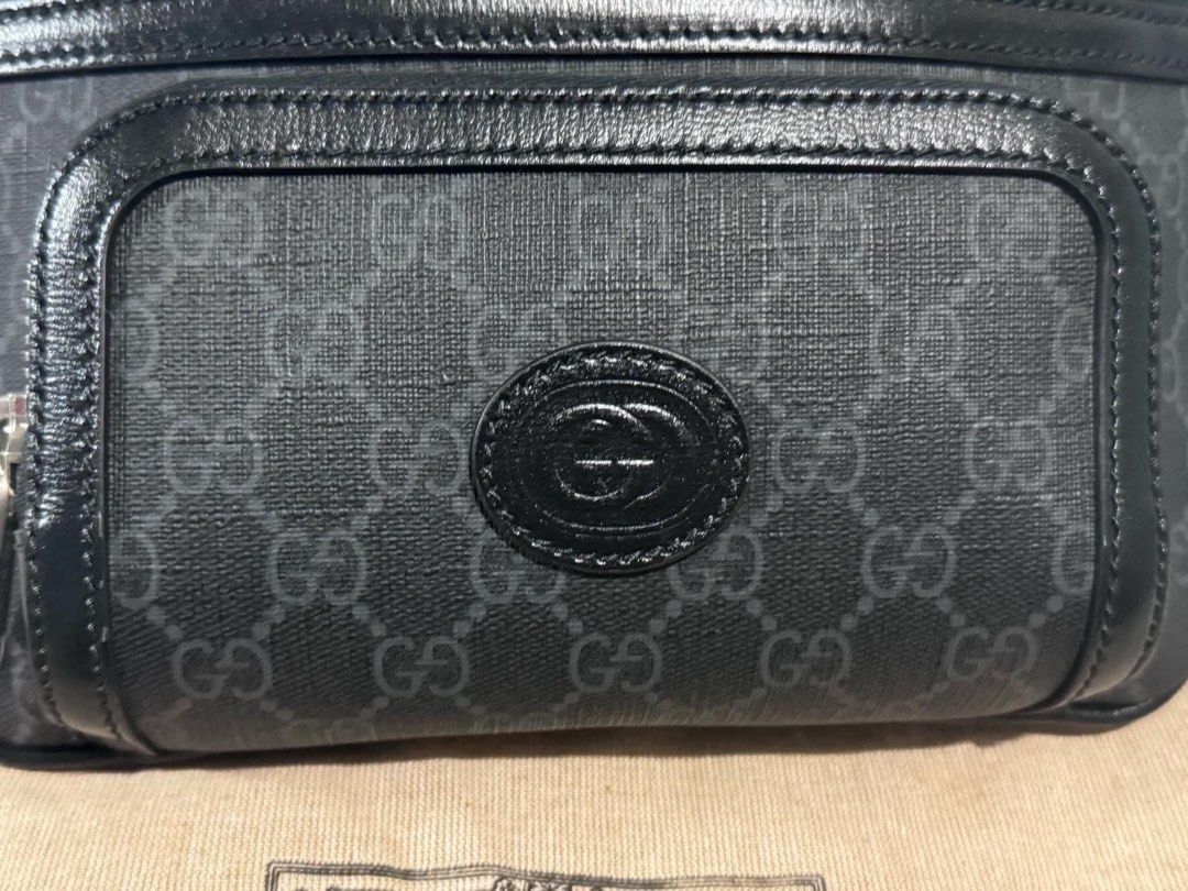 Gucci GG Supreme Monogram Belt Bag Black (Category: Luxury Bags & Wallets) located in Las Pinas. Submitted by daichibear (Listing ID 1455210536, Image 1). Description: - Authentic Gucci belt bag (never used) - Iconic GG Supreme monogram pattern (black) - Adjustable strap with branded buckle - Zip closure for main compartment - Includes original Gucci dust bag, box, and shopping bag - Ideal for everyday use - negotiable‼️.