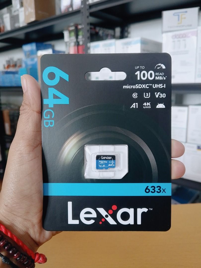 Lexar MicroSD Card 633x 64GB Class 10 v30 microSDXC High Performance (Category: Memory & SD Cards) located in Pasig City. Submitted by technofuseofficial (Listing ID 1455214806, Image 1). Description: Lexar MicroSD Card 633x 64GB Class 10 v30 microSDXC High Performance Brand New and Original Items Store Location: 4F Unit 402, 604 Shaw Boulevard, Barangay Kapitolyo, Pasig City Same Day Delivery: - Lalamove delivery within Metro Manila - For walk-i