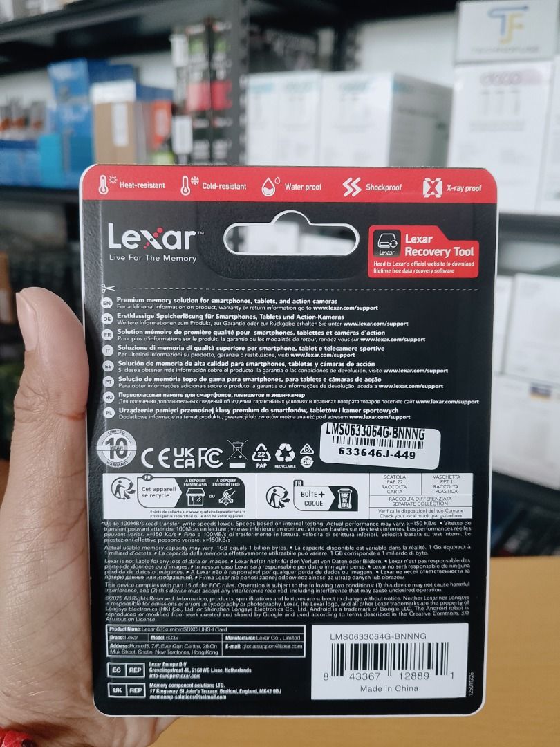 Lexar MicroSD Card 633x 64GB Class 10 v30 microSDXC High Performance (Category: Memory & SD Cards) located in Pasig City. Submitted by technofuseofficial (Listing ID 1455214806, Image 2). Description: Lexar MicroSD Card 633x 64GB Class 10 v30 microSDXC High Performance Brand New and Original Items Store Location: 4F Unit 402, 604 Shaw Boulevard, Barangay Kapitolyo, Pasig City Same Day Delivery: - Lalamove delivery within Metro Manila - For walk-i