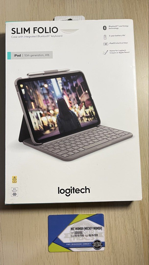iPad 10th Gen & A16 Logitech Slim Folio Keyboard Case Oxford Grey ...