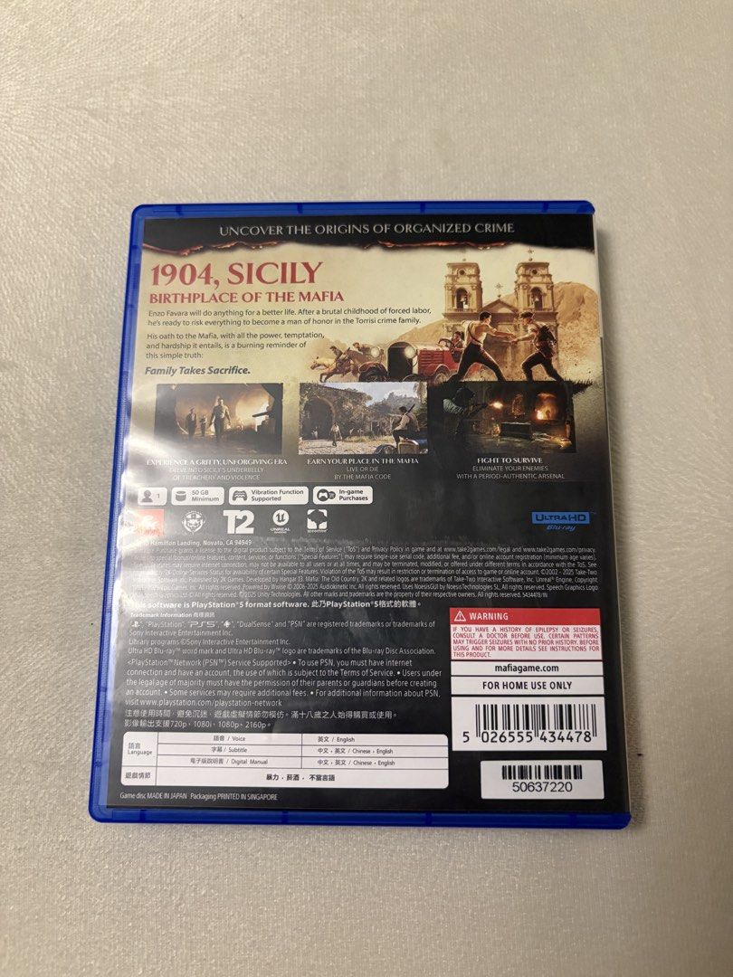 Mafia The Old Country (PS5 Game) (Category: PlayStation) located in Quezon City. Submitted by wolfkeith (Listing ID 1455261345, Image 2). Description: - Mafia: The Old Country for PlayStation 5 - Uncover the origins of organized crime in 1904 Sicily Open to swap with other PS5 games Shipping shouldered by buyer Loc: Visayas Ave, QC.