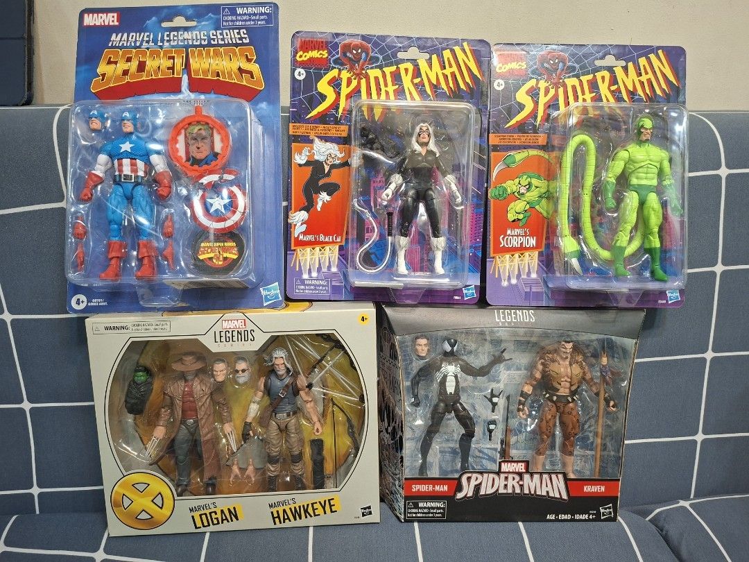Marvel Legends Action Figures - Secret Wars, Spider-Man Series (Category: Figurines & Statues) located in Mandaluyong City. Submitted by elitecollections (Listing ID 1455154387, Image 1). Description: Marvel Legends Action Figures for sale Captain America (Secret Wars) misb - SOLD Black Cat misb - SOLD Scorpion misb - 1,500 Logan and Hawkeye misb - sold Spiderman and Kraven 2pack misb - SOLD - All figures are sealed in original packaging meetup m