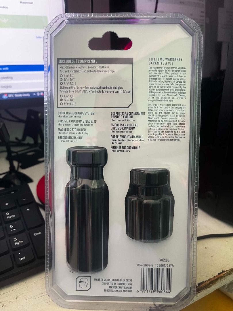 Mastercraft Multi-Bit Driver Set with 14 Single-Ended Bits (Screwdriver) - ORIGINAL (Category: Construction Tools & Equipment) located in Caloocan City. Submitted by kliba535 (Listing ID 1455152602, Image 2). Description: - Mastercraft Multi-Bit Driver Set - Includes 14 single-ended bits - Features a quick blade change system - Ergonomic handle for comfortable grip - Made with durable Chrome Vanadium Steel bits - Backed by a Lifetime Warranty - P