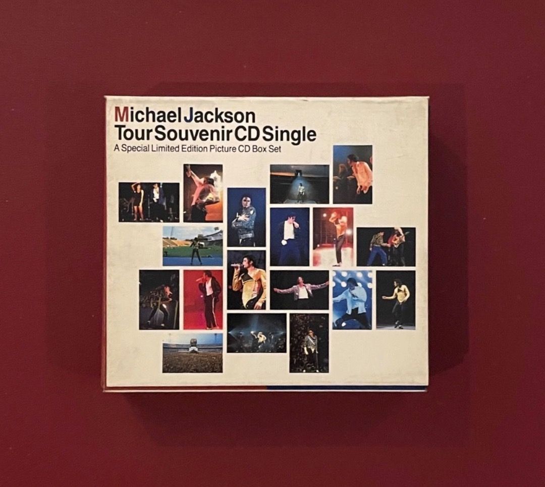 Michael Jackson Tour Souvenir CD Single BOX SET (Category: CDs & DVDs) located in San Juan City. Submitted by looneybin559 (Listing ID 1455186690, Image 1). Description: A Special Limited Edition Picture CD Box Set VERY HARD TO FIND MICHAEL JACKSON Tour Souvenir CD Single (Rare 1992 Japanese Special Limited Edition 17-track FIVE PICTURE CD box set comprising Off The Wall EP, Thriller EP, Bad EP, Dangerous EP & Come Together. Each disc is issued i
