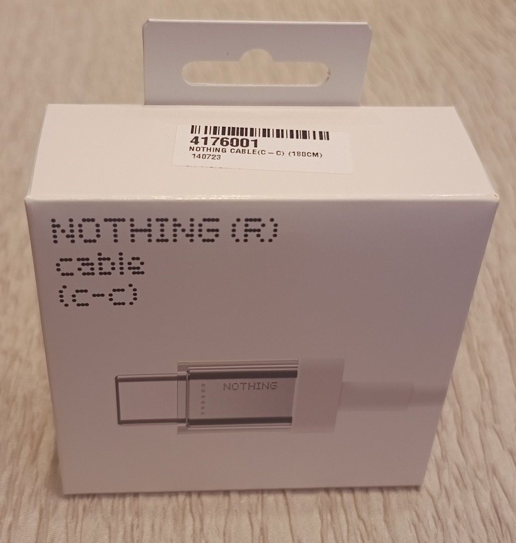 Nothing Cable （分類：充電器及電線）位於 Hong Kong。 由 wise.f 提交（商品編號 1455192527，圖片 1）。簡介： Type C to C 180cm White Colour https://hk.nothing.tech/products/cable?Length=180+cm。