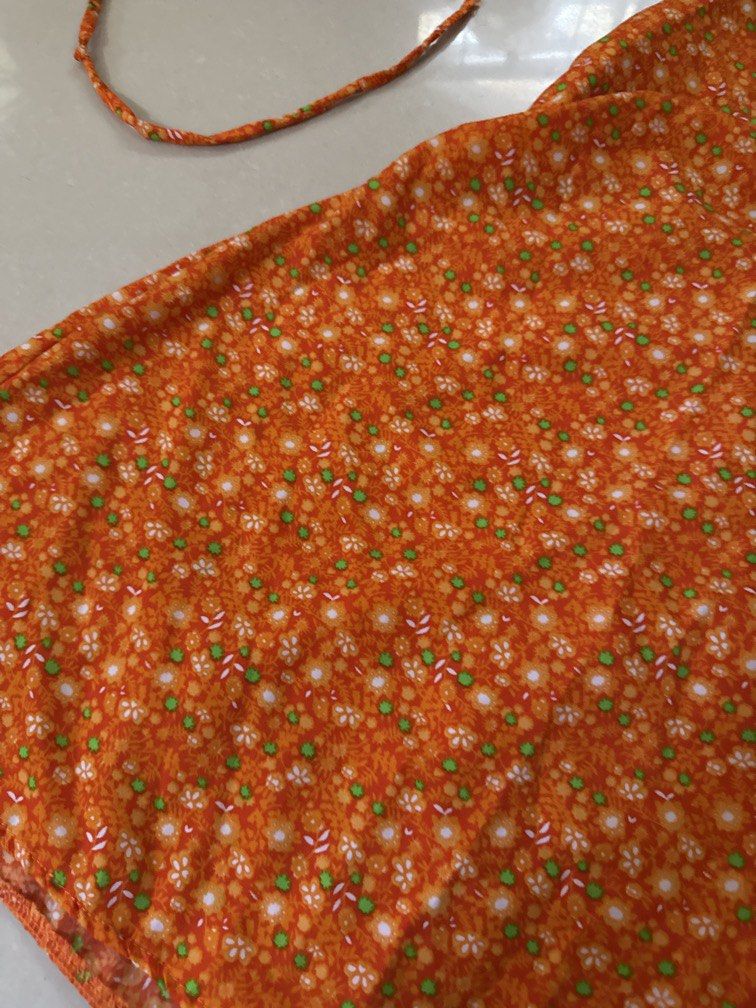 orange floral backless halter mini dress (Category: Dresses) located in Cavite. Submitted by vmlr_ (Listing ID 1455187785, Image 3). Description: ship from dasma cavite rfs: decluttering mop: bpi/maya/gcash/gogoexpress cod .