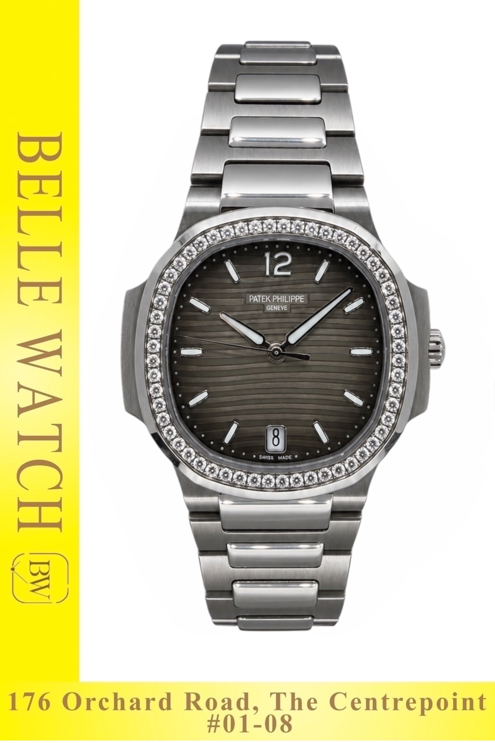 Preowned 2022 Patek Philippe Ladies Nautilus 7118/1200A-011 Grey Dial Stainless Steel Bracelet 7118 7118/1200A (Category: Watches) located in Singapore. Submitted by bellewatchsg (Listing ID 1455247984, Image 1). Description: Preowned 2022 Patek Philippe Ladies Nautilus 7118/1200A-011 Grey Dial Stainless Steel Bracelet 7118 7118/1200A ** Shop Based ** **Mint Condition, Like New** Case Size: 35.2MM Dated: March 2022 Dial: Grey Bracelet Material: S