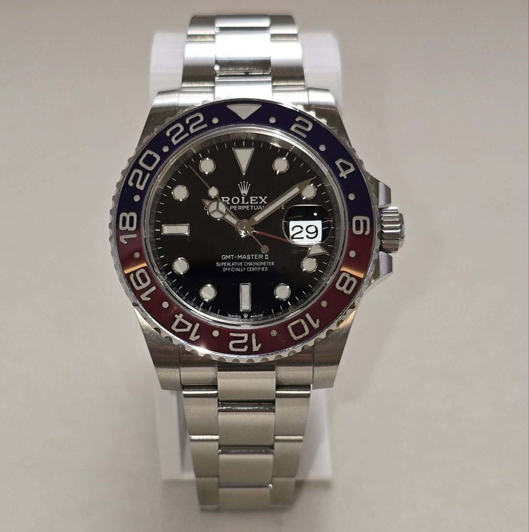 Rolex GMT-Master II "Pepsi" Oyster Automatic Watch (Category: Luxury Watches) located in San Juan City. Submitted by rhyswatchph (Listing ID 1455221768, Image 1). Description: Rolex GMT Master II Pepsi Oyster 40mm 126710BLRO Year 2021 Condition 9.8/10 Full Set 1.625M.