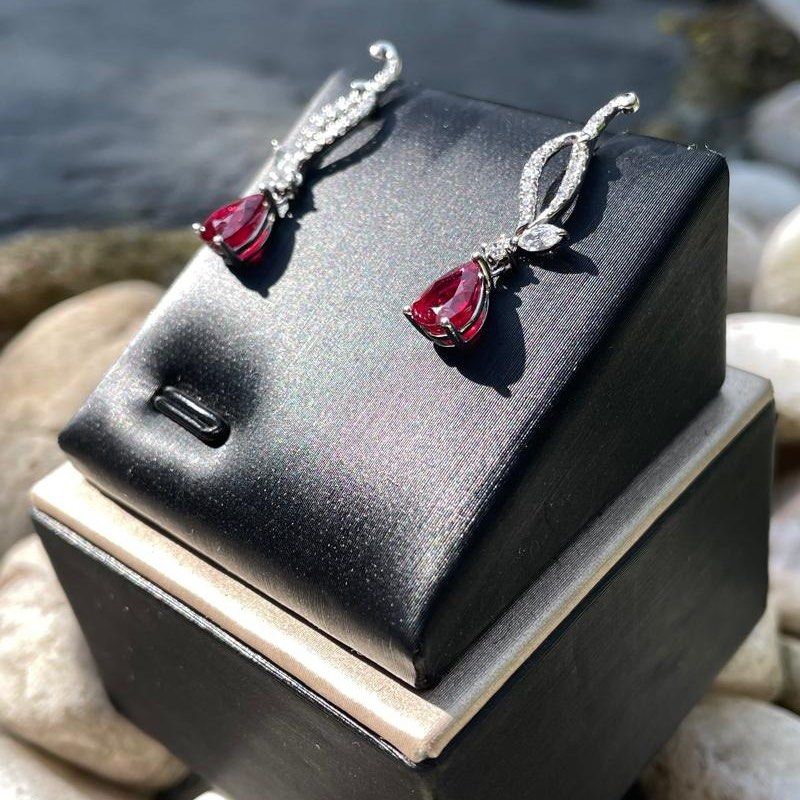 Ruby Dangling Diamond Earring (Category: Earrings) located in Singapore. Submitted by lovelotsdiamondd (Listing ID 1455167721, Image 2). Description: Lovelotsdiamond Fine Jewellery Ruby Dangling Diamond Earring 18k white gold | 2.69g 2 Ruby 1.74 carat 34 Diamond 0.40 carat Brand new Price now 2990sgd LLC-886 All Enquiries +65 83883777.