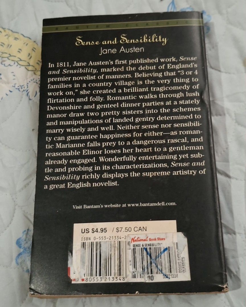Sense and Sensibility (Category: Storybooks) located in Caloocan City. Submitted by haydee88 (Listing ID 1455224203, Image 2). Description: 🍒Preloved Old book 🍒Has visible signs of aging/usage, storage, have tanning & light creases 🍒Please manage your expectations.