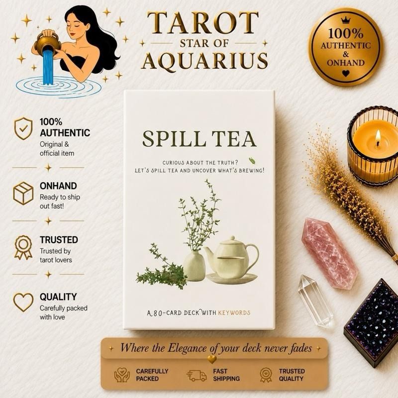 Spill Tea Oracle - Onhand, 80-Card Deck with Keywords (Category: Card Packs) located in Bacoor. Submitted by tarotstarofaquarius (Listing ID 1455286110, Image 1). Description: New and Sealed.