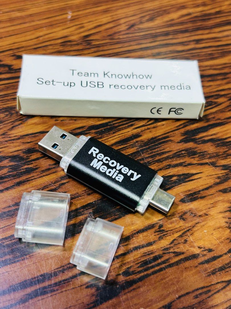 Team Knowhow Set-up USB Recovery Media 32GB (Category: Announcements) located in Manila. Submitted by starbalesukandjapansurplus (Listing ID 1455178347, Image 2). Description: - 32GB capacity for ample storage - Dual USB-A and USB-C connectors for broad compatibility - Includes protective caps for durability - Ideal for creating system recovery media - Team Knowhow branded for reliability.