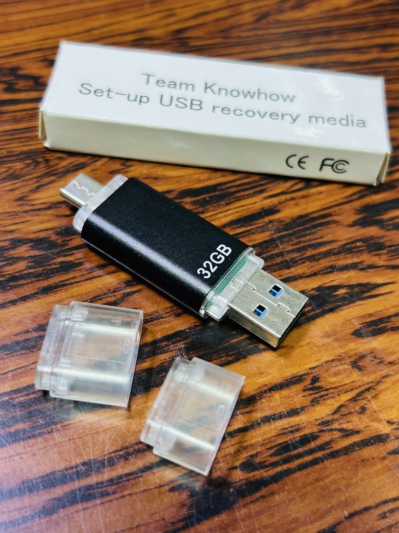 Team Knowhow Set-up USB Recovery Media 32GB (Category: Announcements) located in Manila. Submitted by starbalesukandjapansurplus (Listing ID 1455178347, Image 3). Description: - 32GB capacity for ample storage - Dual USB-A and USB-C connectors for broad compatibility - Includes protective caps for durability - Ideal for creating system recovery media - Team Knowhow branded for reliability.