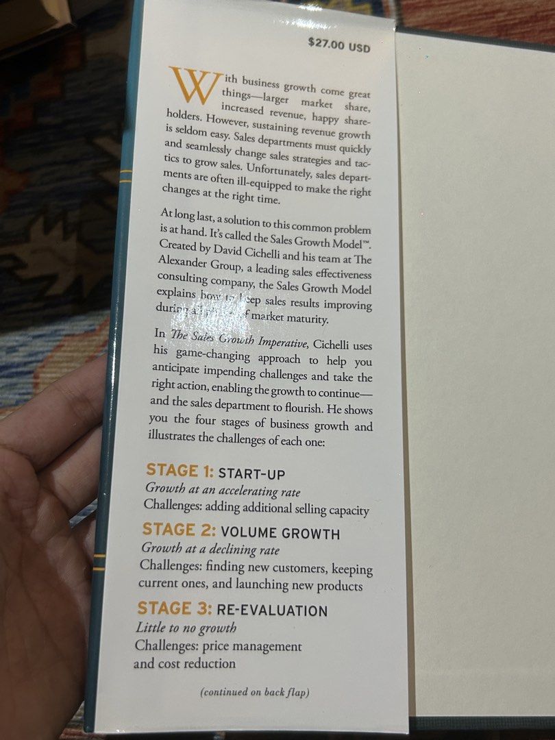 The Sales Growth Imperative by David J. Cichelli (Category: Textbooks) located in Paranaque City. Submitted by svrdr (Listing ID 1455268861, Image 2). Description: The Sales Growth Imperative: How World Class Sales Organizations Successfully Manage the Four Stages of Growth — David J. Cichelli (Senior VP at the Alexander Group, a leading sales-effectiveness consultancy) Here's the trap most companies fall into: the sales approach that got you her